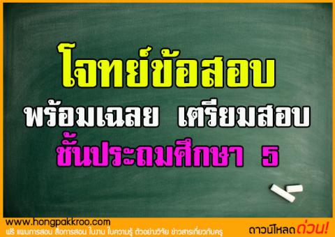 โจทย์ข้อสอบ พร้อมเฉลย มาตรฐานเตรียมสอบชั้นประถมศึกษา 5