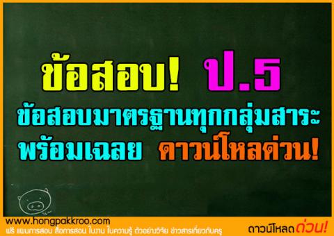 ข้อสอบ ป.5 ข้อสอบมาตรฐานทุกกลุ่มสาระพร้อมเฉลย ดาวน์โหลด่วน!