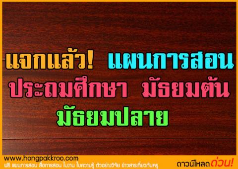 แผนการสอนระดับ ประถมศึกษา มัธยมศึกษาตอนต้น มัธยมศึกษาตอนปลาย 