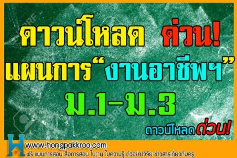 ดาวน์โหลด ด่วน!แผนการสอน “กลุ่มสาระงานอาชีพฯ” ม.1-ม.3