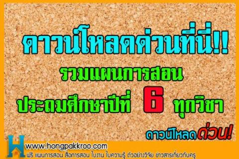 รวมแผนการสอน ประถมศึกษาปีที่ 6 ทุกวิชา ดาวน์โหลดด่วน.....