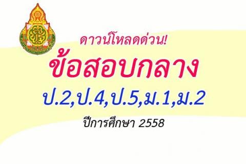 ดาวน์โหลดด่วนที่นี่! ข้อสอบกลาง ป.2 ป.4 ป.5 ม.1 ม.2 ปีการศึกษา 2558