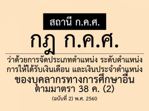 กฎ ก.ค.ศ. ว่าด้วยการจัดประเภทตำแหน่ง ระดับตำแหน่ง การให้ได้รับเงินเดือน และเงินประจำตำแหน่ง