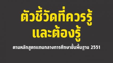 ตัวชี้วัดที่ควรรู้และต้องรู้ตามหลักสูตรแกนกลางการศึกษาขั้นพื้นฐาน พศ. 2551 (สวก.สพฐ.)