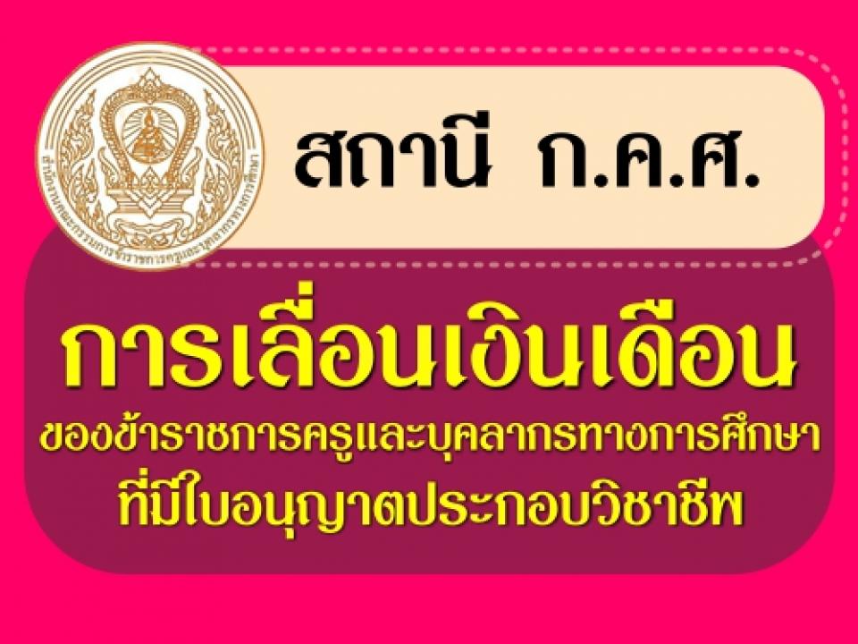 สถานี ก.ค.ศ. การเลื่อนเงินเดือนของข้าราชการครูและบุคลากรทางการศึกษาที่มีใบอนุญาตประกอบวิชาชีพ