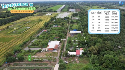 ขายที่ดินคลอง 10 กม.7 เนื้อที่เริ่มต้นแปลงละ 120 ตารางวา  อ.หนองเสือ จ.ปทุมธานี